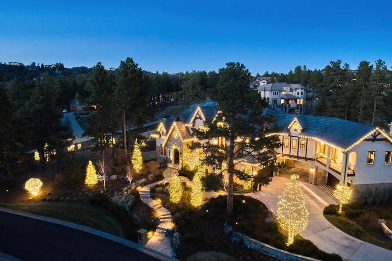 Residential Christmas light installation in Colorado - professionally decorated home